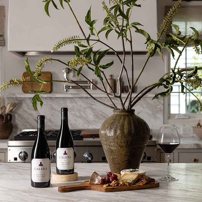 Calera wines on the kitchen counter