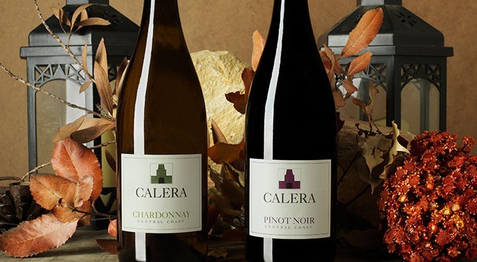 Two Calera wines with fall foliage